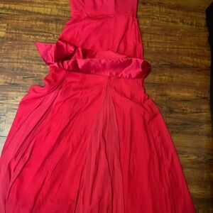 Vera Wang Red Satin-Trim Maxi Dress